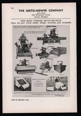1942 Moto Mower Company Power Mowers Detroit MI Vintage Print Ad • $14.65