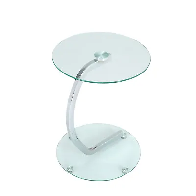 Sofa Side Table With Clear Glass Top Coffee End Table Living Room Bedroom Stand • £41.95