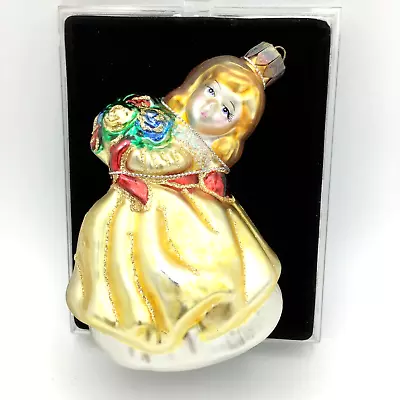 DANCING GIRL & Flower Bouquet Christmas Ornament - NEW Vtg Hand-crafted Glass • $20