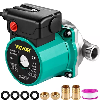 VEVOR Hot Water Circulation Pump 3-Speed Domestic Pump 93W Stainless Steel • $36.99