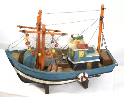 Nice Resin Fishing Boat Model Colorful & Much Detail 8  Long 6  Tall 4  Wide • $34.95