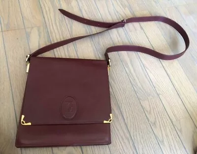 $118 • Buy Cartier Must De Cartier Leather Shoulder Crossbody Bag Bordeaux Red