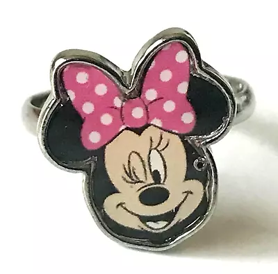 Vintage Disney Minnie Mickey Mouse Ring Size 4 5 Pink Dots Bow Signed Pinkie • $12.99