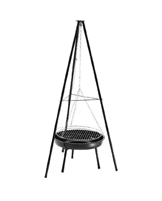 GRILLCHEF Swivel Grill 3-leg Height Adjustable Chain Pull 150 Cm Black  • £38.84