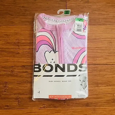 Bonds Baby Girl Purple Cloud Rainbow Zip Wondersuit Size 000 BNIP Zippy • $49