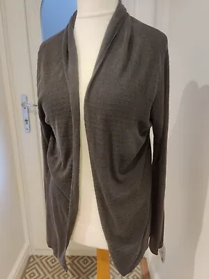 All Saints Cardigan Rivven Mens Size Large Grey Linen Cotton Fine Knit Long • £17.95