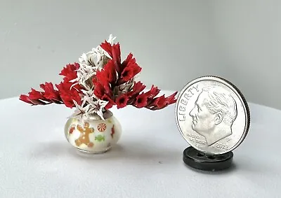 Miniature Floral Arrangement Flowers In Vase 1:12 Dollhouse OOAK CHRISTMAS • $9.99