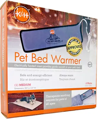 K&H PET PRODUCTS Pet Bed Warmer Electrically Heated Insert Gray Medium 5.5 X 20 • $31.99