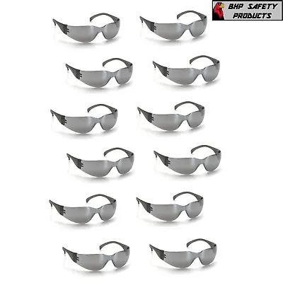 (12 Pair) Pyramex Intruder Safety Glasses Silver Mirror Lens Sunglasses S4170s • $18.95