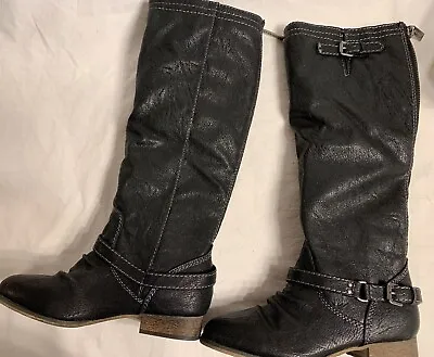 $37 • Buy Boots-Breckelles Ladies Black 1 Block Heel Back Zip Knee Boot Women Size 6.5.