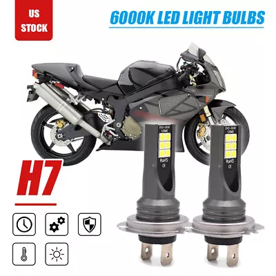 For Honda RVT1000R RC51 00-06 CBR929RR 00-01 H7 LED Headlight Bulbs 6000K White • $19.79