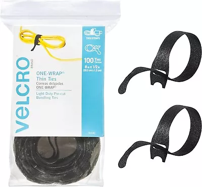 VELCRO Brand Fasteners Adhesive ONE-WRAP Light Cable Ties Reusable 100 Pack • $24.99