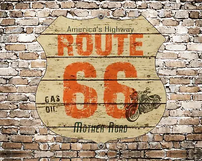 Route 66 American Highway Motorcycle Motorbike Biker Metal Plaque Tin Sign 2333 • £4.99