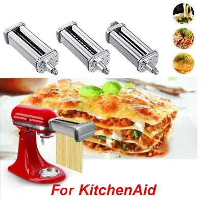 £38.99 • Buy Stainless Steel Pasta Roller Cutter Set Attachment For KitchenAid Stand Mixers