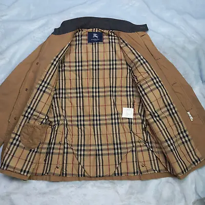 Burberry LONDON Coat Cotton Jacket Nova Check Brown Polyester Lined Men's Size 5 • $179