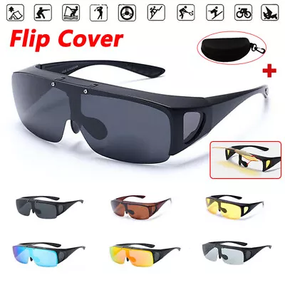 Flip Up Glasses Polarized Cover Put Fit Over Sunglasses Goggle Driving Outdoor • $16.99