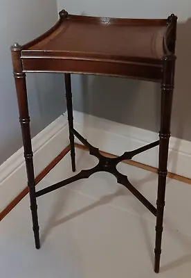 Vintage Maitland Smith Faux Bamboo Leather Colonial Regency Side End Table Stand • $240