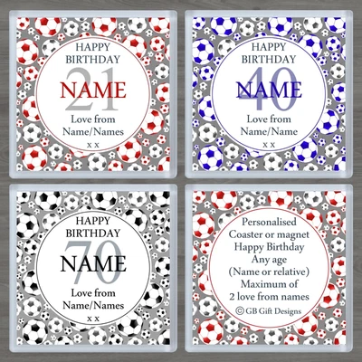 £3.95 • Buy Personalised Birthday Gift/Coaster/or/Magnet/Football/Sports/Ball/Any Age/&/Name