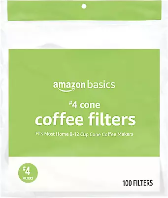 Number 4 Cone Coffee Filters For 8-12 Cup Coffee Makers White 100 Count✅ • $5.85