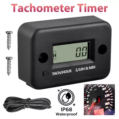 Digital Tachometer Chainsaw Engine Tach Hour Meter Lawn Mower Black 2/4 Stroke # • $10.25