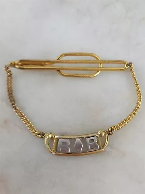 Vintage Sterling Silver Gold Color BB Chain Tie Or Money Clip 7 Grams • $24