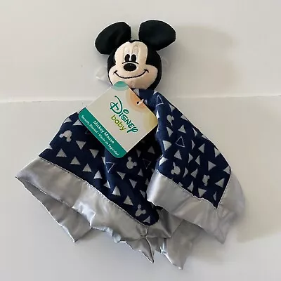 Mickey Mouse Security Blanket Baby Blue Silver Lovey 12.5  X 12.5  New Disney • $10.80