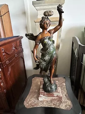 Antique Patinated Bronzed Spelter  Sculpture By L & F Moreau • $585