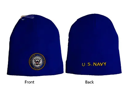 8  U.S. Navy Emblem Crest Seal Royal Blue Embroidered Beanie Skull Cap Hat  • $7.77