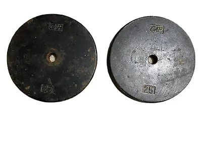 Vintage York Barbell CAP Standard 1” Pancake Weight Plates 2 X 25lb/Total 50 Lb • $70