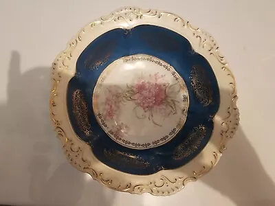 Teal Austria Habsburg China Dish Floral With Ornate Gold Trim • $10