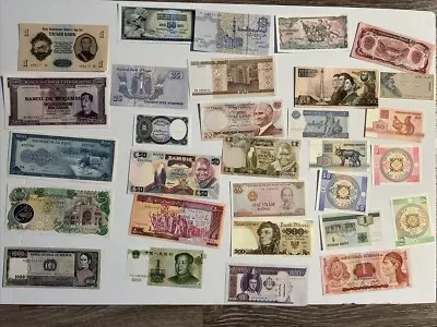 Mixed Lot 29 Different World Paper Money Banknotes Currency Foreign Uncirculated • $12.99