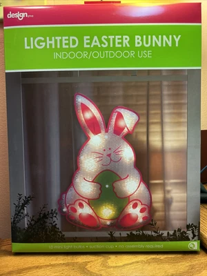 $16.99 • Buy NEW Easter Bunny Rabbit Shimmer Lighted Window Decoration