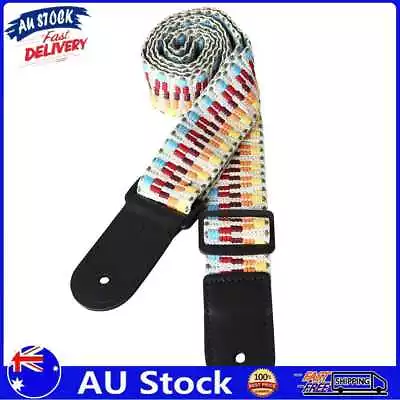 $8.38 • Buy AU Adjustable Strap Rainbow Webbing Belt With PU Leather Ends For Guitar Ukulele