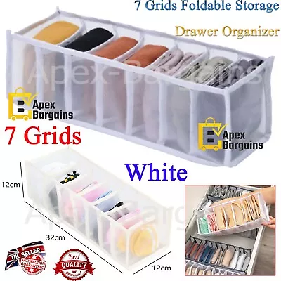 7 Grids Clothes Bra Socks Storage Bag Drawer Mesh Divider Organizer Boxes White • £3.25