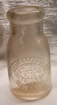 Nice Early Tin Top Maple Leaf Dairy H. Tulp Jr New York Milk Bottle No Cap Seat • $125