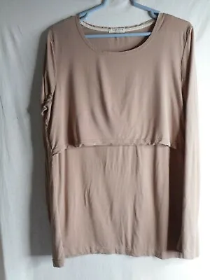 Taupe / Brown Maternity Sz XL Nursing Long Sleeve T-shirt • $13.99