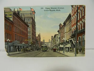 Vintage Monroe Ave. Street View Street Car Grand Rapids Michigan Postcard - P25 • $15