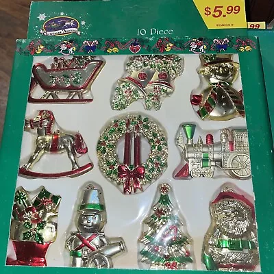 Vintage Mold Plastic Christmas Ornament 3.5   SET OF 10 SANTA In Box • $15.99