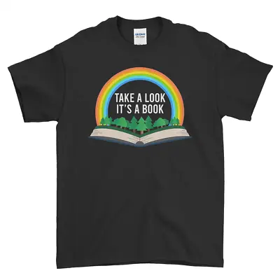 £12.99 • Buy Rainbow  Book T-Shirt Take A Look It's A Book Rainbow  Mens Womens Tee Top