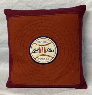 The Land Of Nod Baseball All Star Allstar Throw Pillow 14”x14” Wool • $21.99