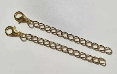 2X UK Gold Necklace Extender 2 Inches Long Single Clasp Chain Extension 2 Pack • £2.89