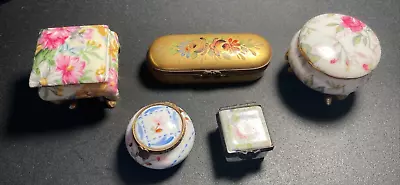 Lot Of Five Vintage Limoge Porcelain Trinket Boxes • $60