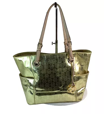 MICHAEL Michael Kors Metallic Gold Mirror Signature PVC/Leather East-West Tote • $99