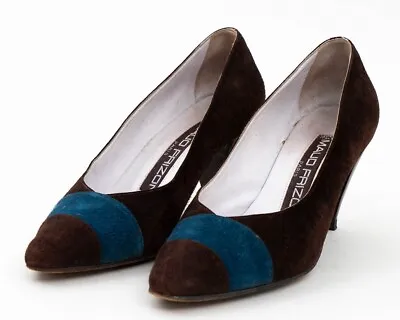 Maud Frizon Paris Women's Brown & Blue Suede Leather High-Heel Pumps 5.5/35 EU • $30.89
