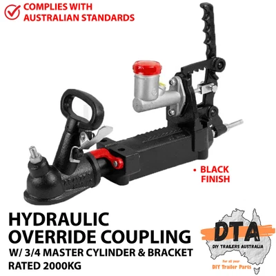$104.95 • Buy Hydraulic Override Trailer Coupling Master Cylinder & Brake Bracket 2000KG BLACK