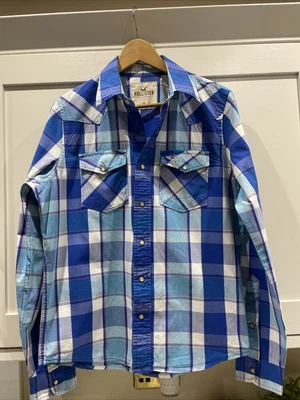 £5 • Buy Hollister Ladies Checked Shirt Medium Blue
