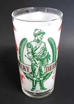 1969 KENTUCKY DERBY Vintage Glass Mint Julep Frosted Tumbler 5.25  Tall Original • $21.84