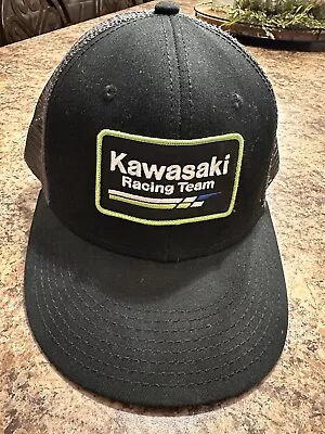 Kawasaki Authentic Racing Team Black Hat Cap Mesh Snapback Trucker Adjustable • $4.99