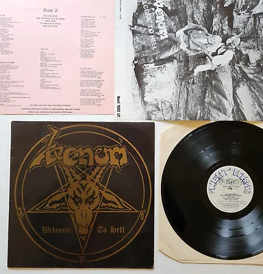 Venom Welcome To Hell LP Neat 1002 UK-1.press Poster Lyric Sheet Rare! • £213.33