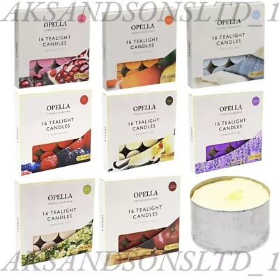 Opella Tea Light Candles 8 Hours Burning Time 16 3248 Candles Different Scents • £5.99